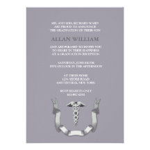 Caduceus Garland Graduation Invitation
