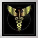 Caduceus Gold medical Print posters
