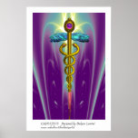 CADUCEUS large sizes , vibrant gold ametist posters