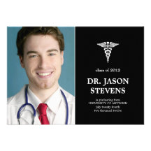 Caduceus Medical Graduation Photo Invitation