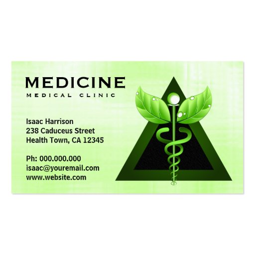 Caduceus Medical Symbol Business Cards (front side)