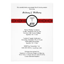 Caduceus Nurse Graduation Invite Black & Red RN