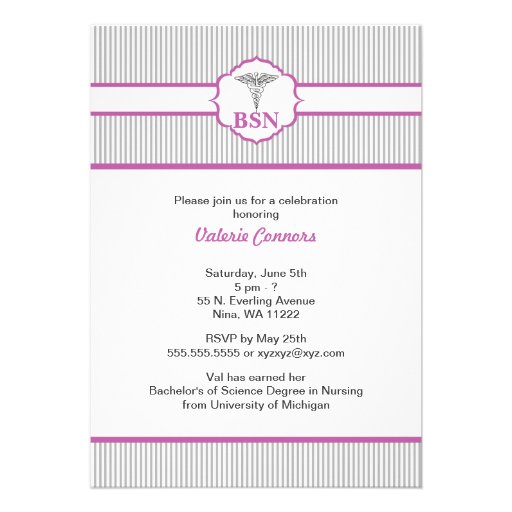 Caduceus RN BSN LPN Graduation Purple & Gray Cards