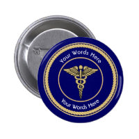 Caduceus Rope Shield Universal Custom 2 Inch Round Button