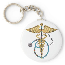 Caduceus & Stethoscope Keychain
