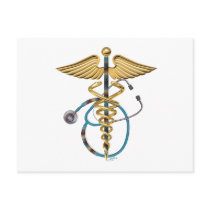 Caduceus & Stethoscope Post Card