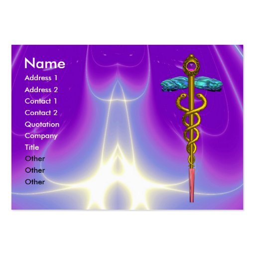 CADUCEUS,  vibrant gold amethyst Business Card Templates (front side)