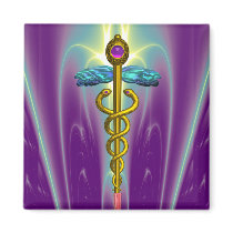 CADUCEUS , vibrant gold amethyst Fridge Magnet