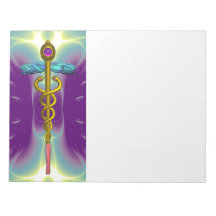 CADUCEUS, vibrant gold amethyst purple pink,white Note Pads