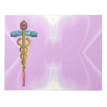 CADUCEUS, vibrant gold amethyst Violet Purple Note Pads