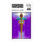 CADUCEUS vibrant gold ,amethyst violet purple Stamps