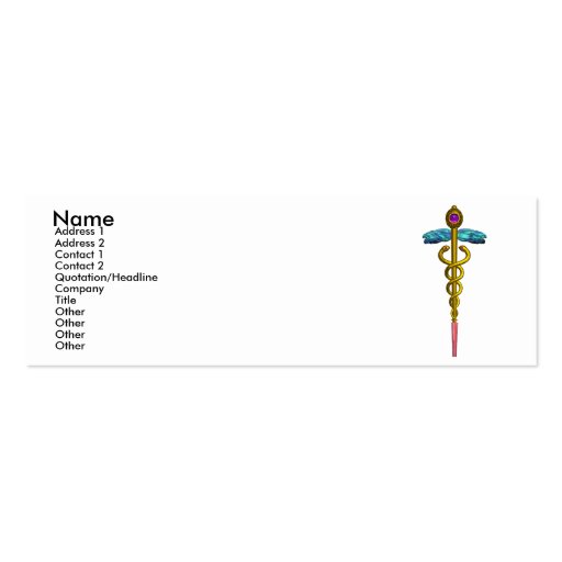CADUCEUS,  vibrant gold amethyst,white Business Cards