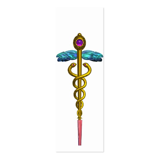CADUCEUS,  vibrant gold amethyst,white Business Cards (back side)