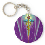 CADUCEUS , vibrant gold ametist Key Chains
