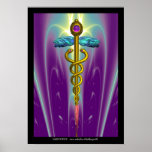 CADUCEUS , vibrant gold ametist Print