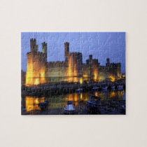 Caernarfon castle at dusk. puzzles