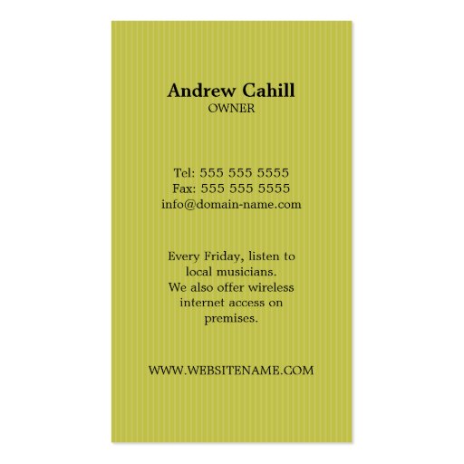 Cafe / Coffee House Business Cards (back side)