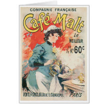Cafe Malt Vintage Coffee Drink Ad Art Greeting Cards