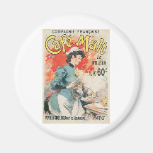 Cafe Malt Vintage Coffee Drink Ad Art Fridge Magnet