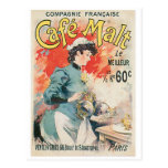 Cafe Malt Vintage Coffee Drink Ad Art Postcard