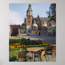 Cafe overlooking Wawel Cathedral, Wawel Hill, Poster