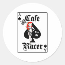 Cafe Racer Ton Up Redhead Round Stickers