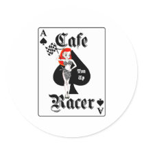 Cafe Racer Ton Up Redhead Round Stickers