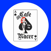 Cafe Racer Ton Up Redhead Round Stickers