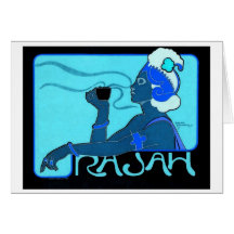 Café Rajah blue notecard
