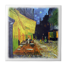 Cafe Terrace at Night by Vincent Van Gogh Ceramic Tile