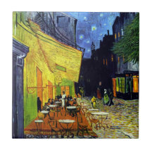 Cafe Terrace at Night by Vincent Van Gogh Tile