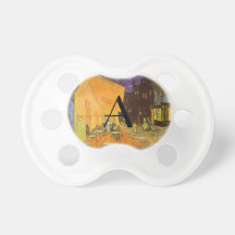 Cafe terrace at night monogram baby pacifier