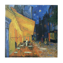Cafe Terrace at Night Tiles