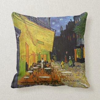Cafe Terrace at Night Van Gogh Throw Pillow
