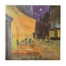 Cafe Terrace Night, van Gogh Vintage Impressionism Tile