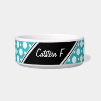 Cafe Turquoise Assorted Polka Dots Cat Bowl pet bowls