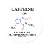 Caffeine Crosses The Blood Brain Barrier Round Sticker