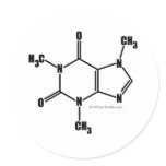Caffeine Molecular Structure Round Stickers