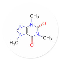 Caffeine Molecule Organic Compound Round Stickers