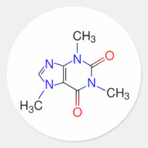 Caffeine Molecule Round Sticker