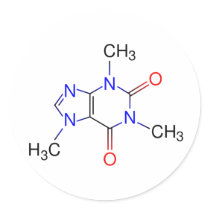 Caffeine Molecule Round Sticker