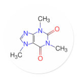 Caffeine Molecule Round Sticker