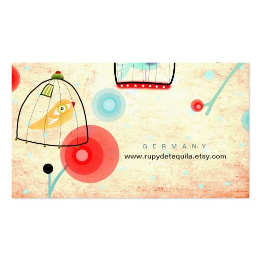 Cage Bird poppies vintage Business Card (front side)