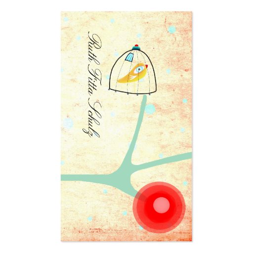 Cage Bird poppies vintage Business Card (back side)