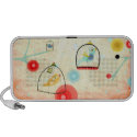 Cage birds poppies vintage speakers doodle