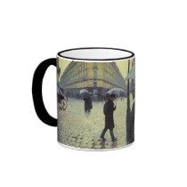 Caillebotte's Paris Street, Rainy Day mugs by MasterpieceCafe Caillebotte's Paris Street, Rainy Day mugs