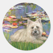 Cairn Terrier 4 - Lilies 2 Round Stickers