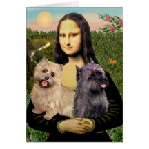 Cairn Terrier Pair - Mona Lisa Greeting Card