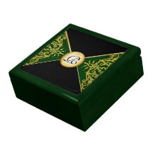 Caja de regalo elegante de la joyería del oro verd
