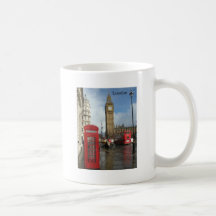 Caja del teléfono de Londres Big Ben (por St.K) Tazas